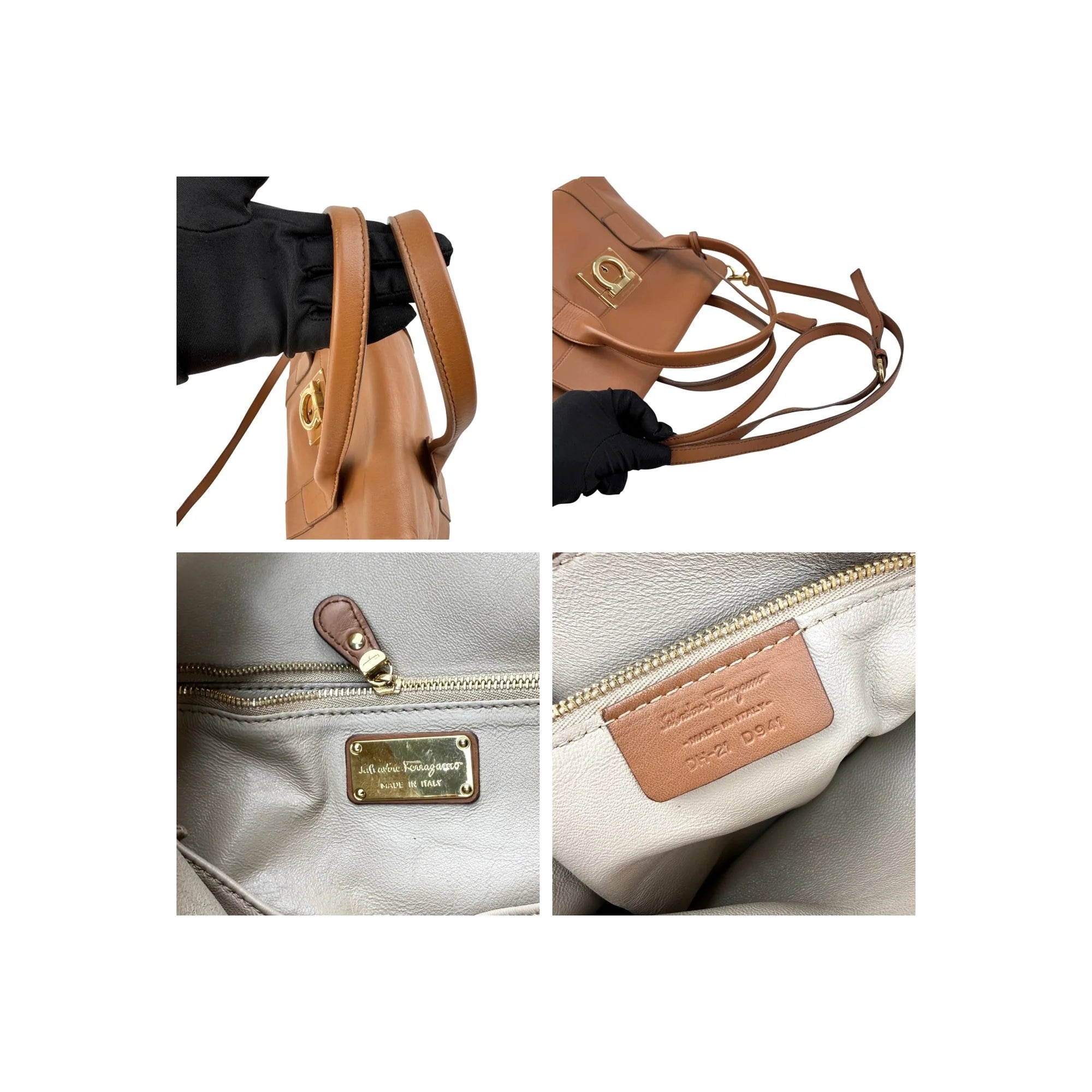 Salvatore Ferragamo Camel Leather Satchel