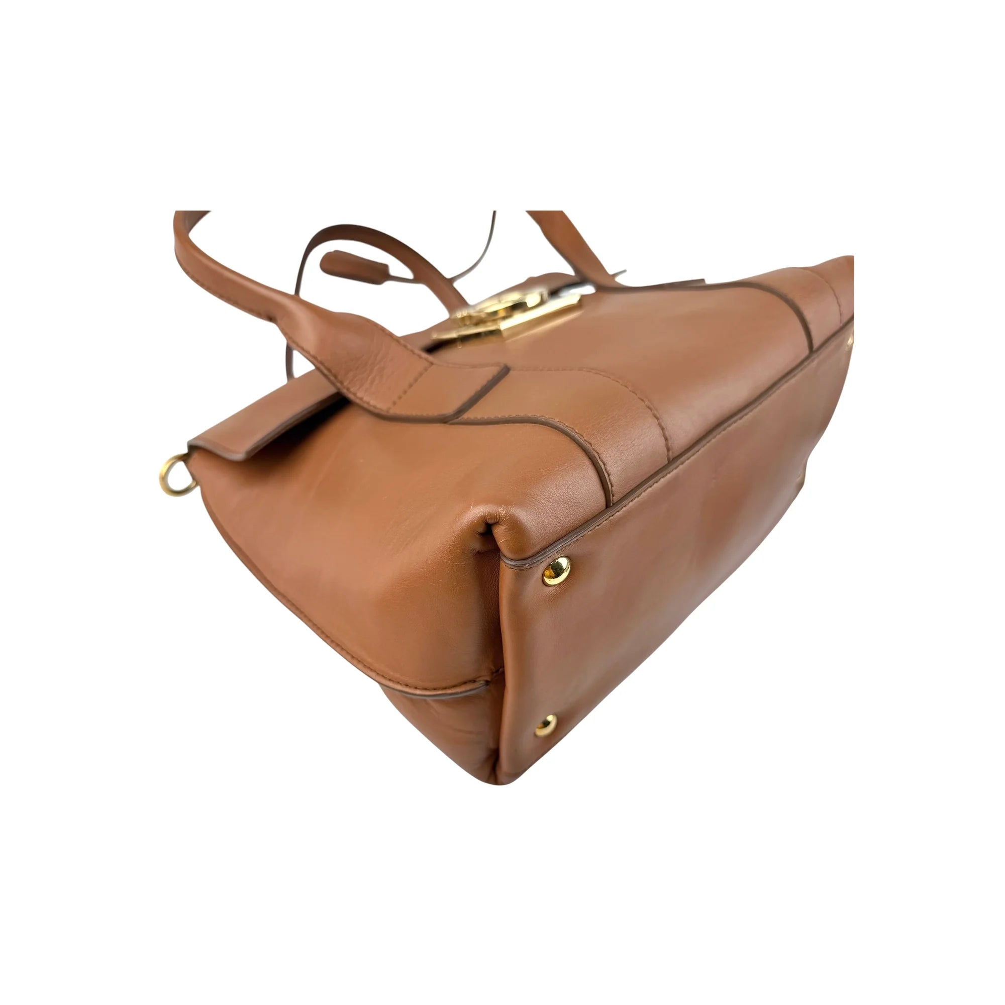 Salvatore Ferragamo Camel Leather Satchel