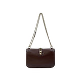Valentino Brown Leather Medium Rockstud Glam Lock Flap Bag