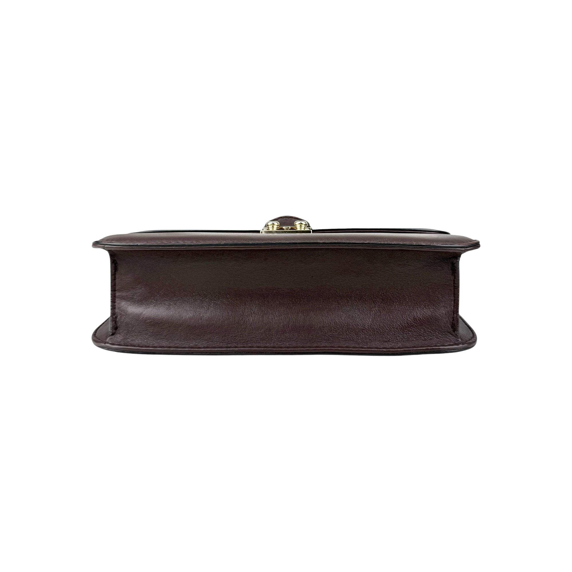 Valentino Brown Leather Medium Rockstud Glam Lock Flap Bag