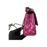 Valentino Pink Quilted Patent Leather Rockstud Spike Chain Shoulder Bag