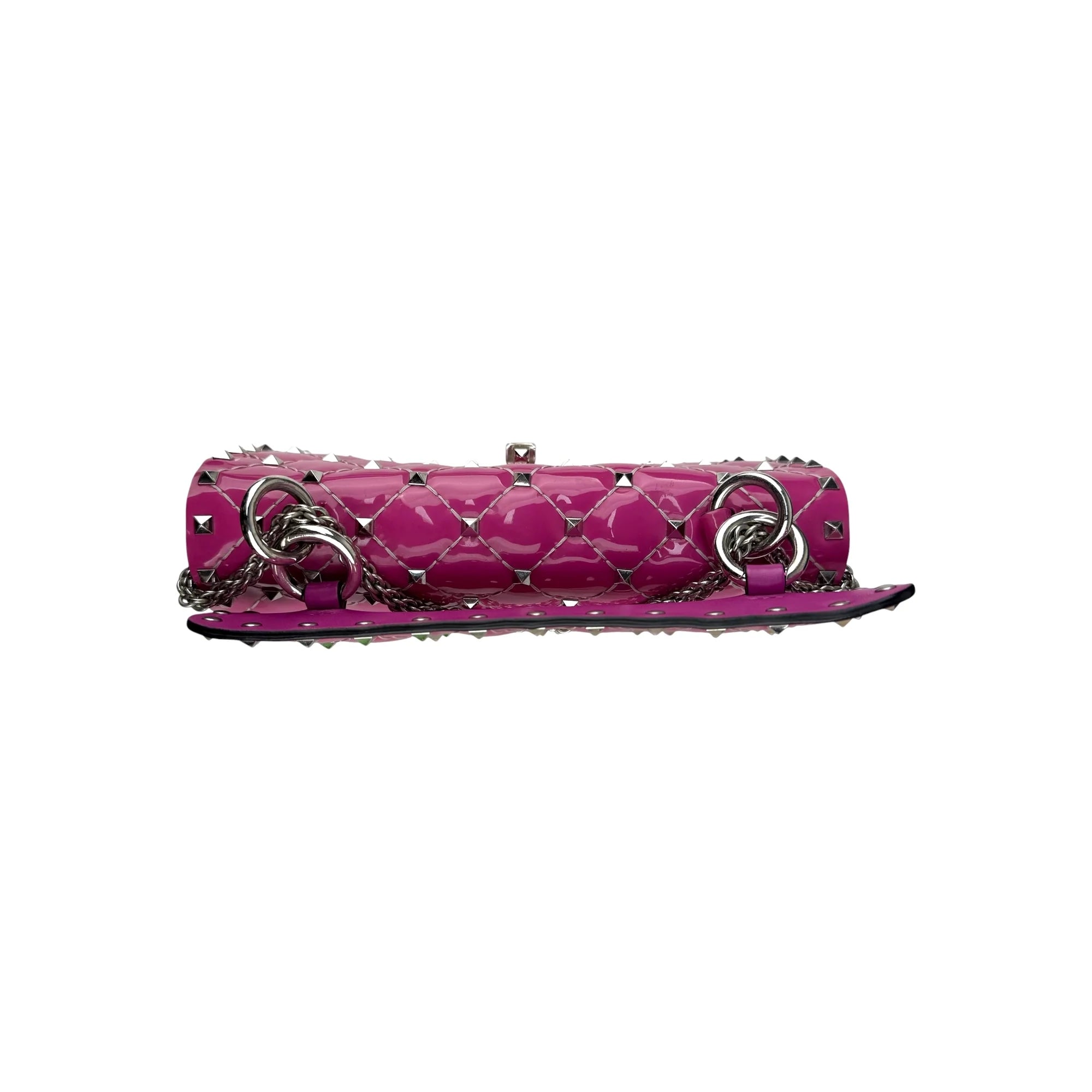 Valentino Pink Quilted Patent Leather Rockstud Spike Chain Shoulder Bag