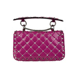 Valentino Pink Quilted Patent Leather Rockstud Spike Chain Shoulder Bag
