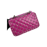 Valentino Pink Quilted Patent Leather Rockstud Spike Chain Shoulder Bag