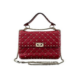 Valentino Red Leather Rockstud Spike Small Crossbody Bag
