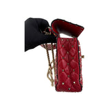 Valentino Red Leather Rockstud Spike Small Crossbody Bag