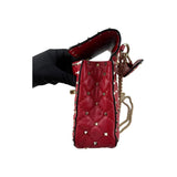 Valentino Red Leather Rockstud Spike Small Crossbody Bag