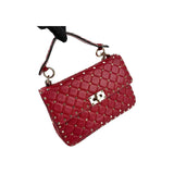 Valentino Red Leather Rockstud Spike Small Crossbody Bag