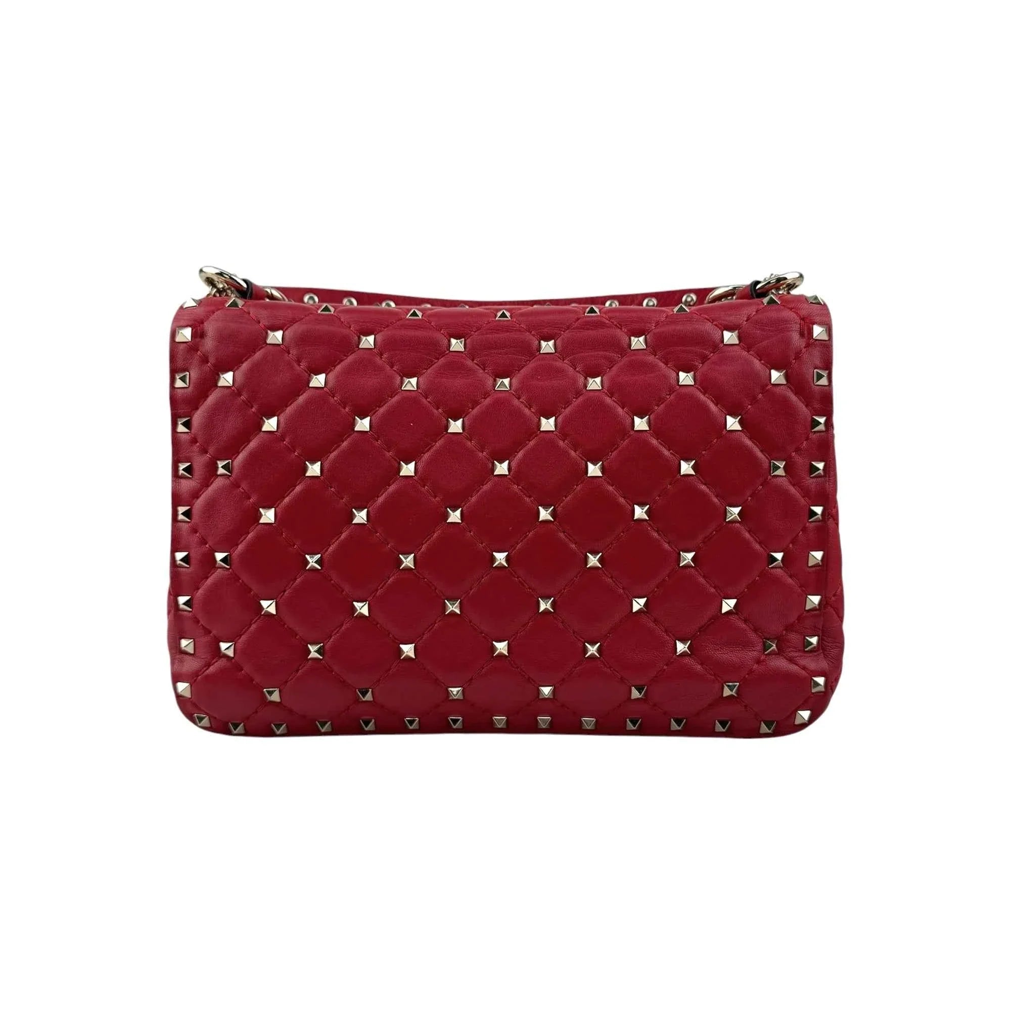 Valentino Red Leather Rockstud Spike Small Crossbody Bag