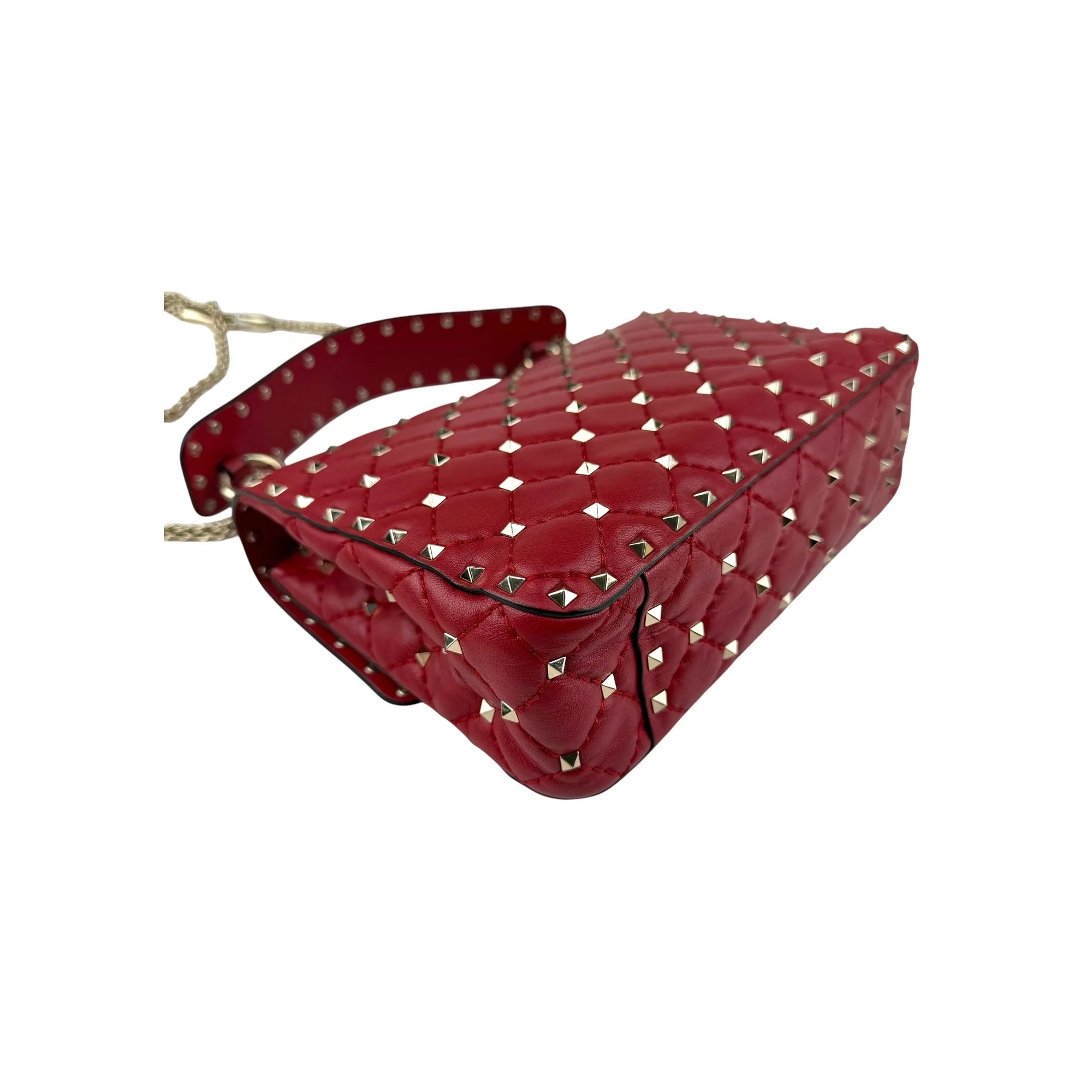 Valentino Red Leather Rockstud Spike Small Crossbody Bag