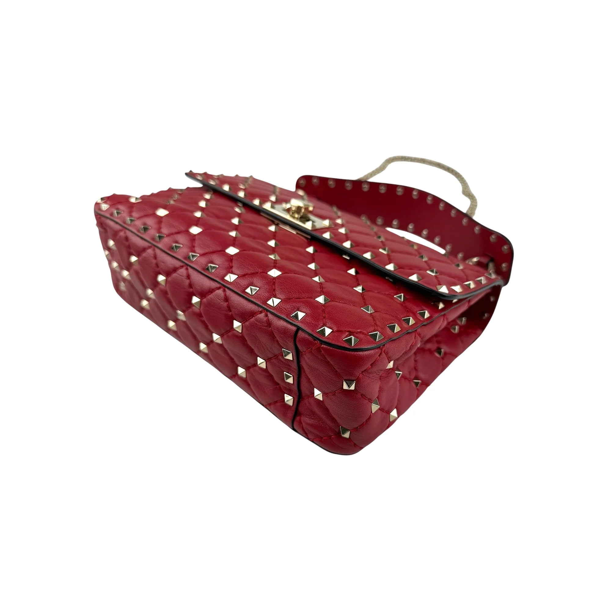 Valentino Red Leather Rockstud Spike Small Crossbody Bag