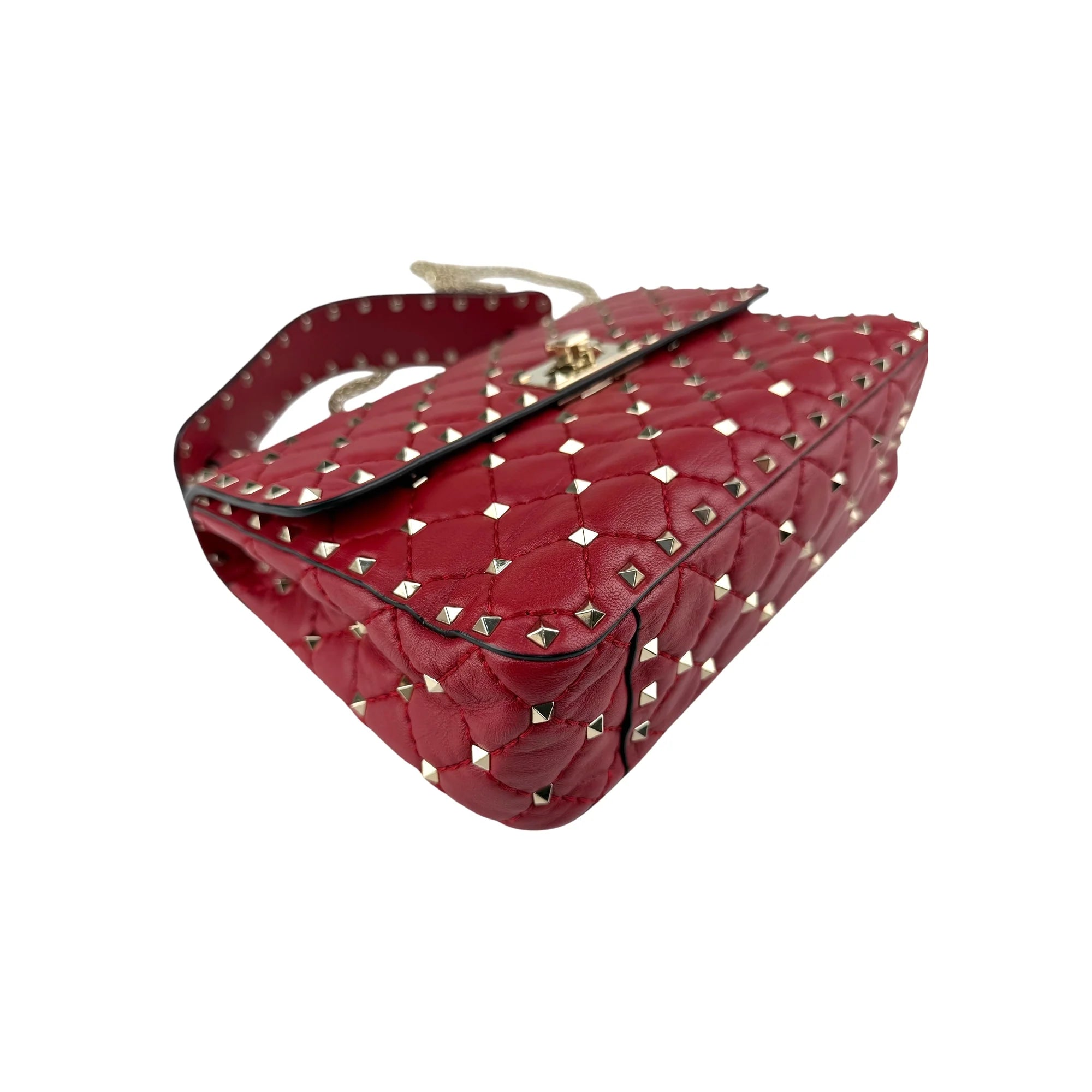 Valentino Red Leather Rockstud Spike Small Crossbody Bag
