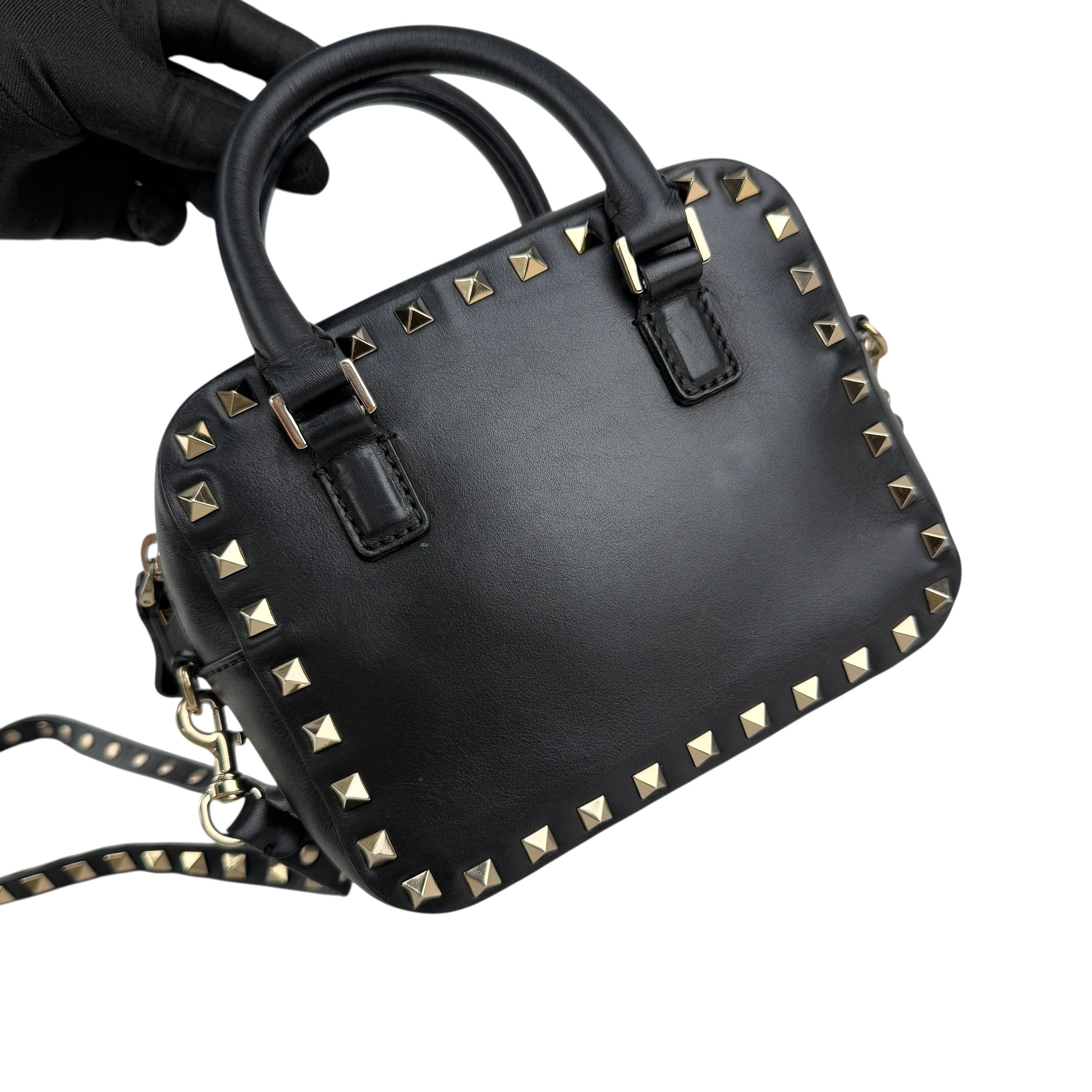 valentino black leather rockstud crossbody bag left back 45