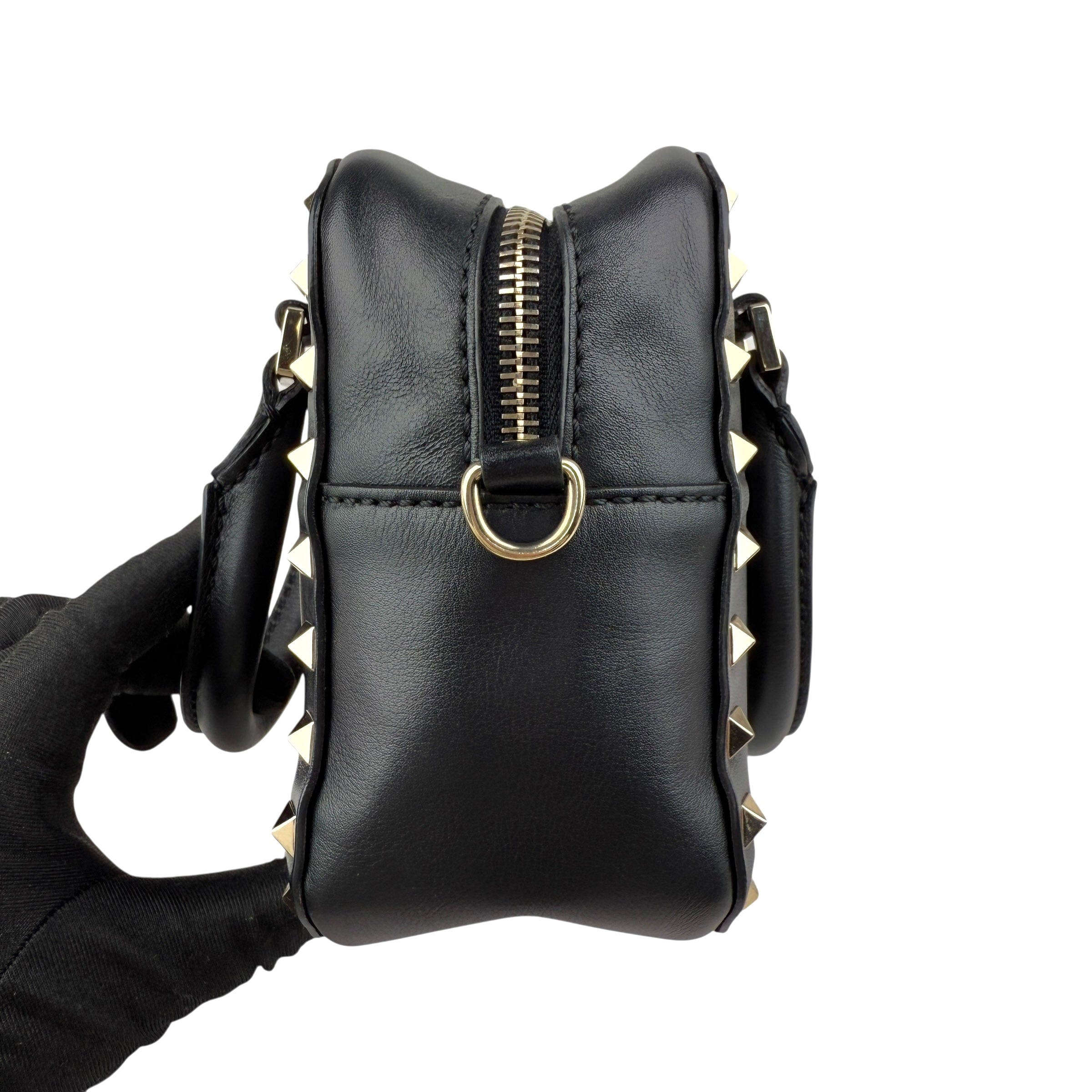 valentino black leather rockstud crossbody bag right