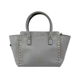 valentino grey leather rockstud trapeze handbag back