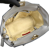 valentino grey leather rockstud trapeze handbag inside
